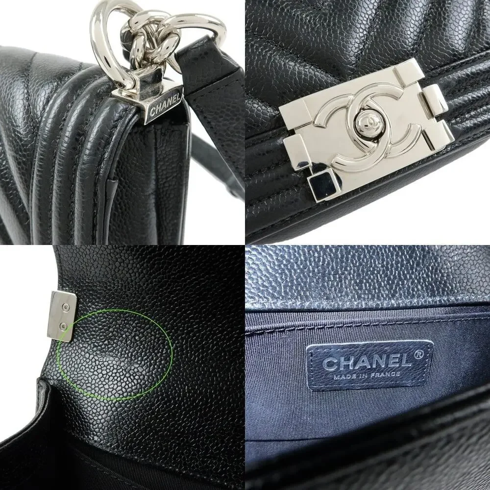 Chanel Caviar Leather Boy Chanel Small Flap Bag Black